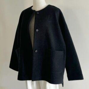 Evam Eva 100% Wool Jacket Dark Charcoal Gray